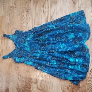 (XS) Patagonia Floral Fit & Flare Empire Waist Dress Colorful Outdoor Vacation
